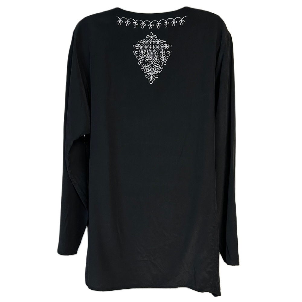 Diane Von Furstenberg Womens 100% Silk Tunic Top Blouse Long Sleeve Embroidered - Picture 2 of 10